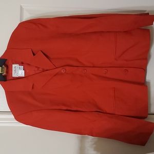 TALBOTS Red Button Lined Notch Collar Blazer Jacket, 12P